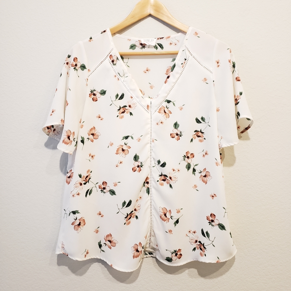 White & Pink Floral Top